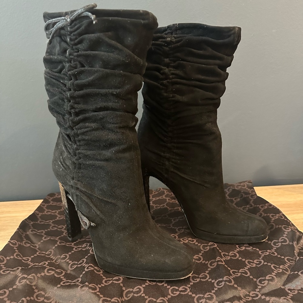 Gucci suede slouch boots
